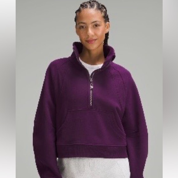 lululemon athletica Tops - Lululemon Scuba oversized Funnel Neck half zip, size M/L dramatic magenta